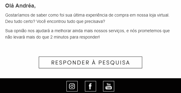 e-mail pós-venda exemplo feedback