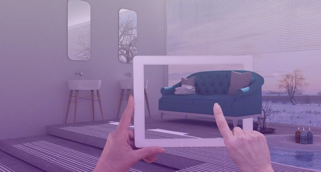 exemplo de realidade aumentada no e-commerce com um sofá