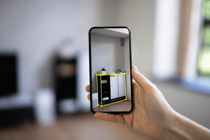 Uso de realidade aumentada para visualizar móvel no quarto