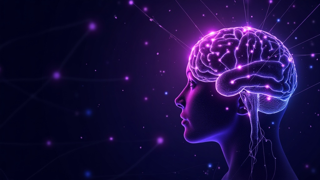 Rede neural violeta representando ferramentas de IA para marketing