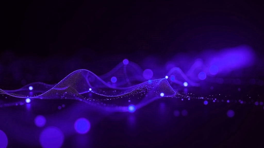 Ilustração abstrata de uma rede de dados em violeta e azul representando o fluxo de uma transação por um gateway de pagamento