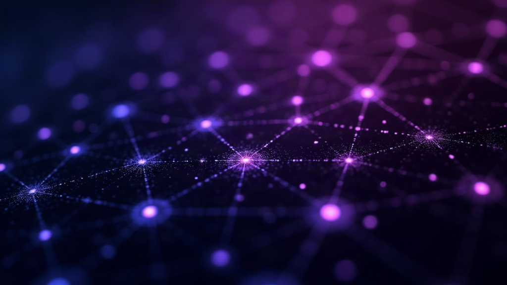 Ferramentas de enriquecimento de dados B2B — rede de nós conectados em paleta violeta tech