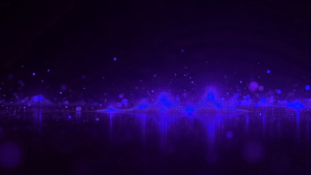 Ilustração abstrata em violeta e azul de pontos de luz numa grade, com alguns destacados, representando a priorização de leads por pontuação