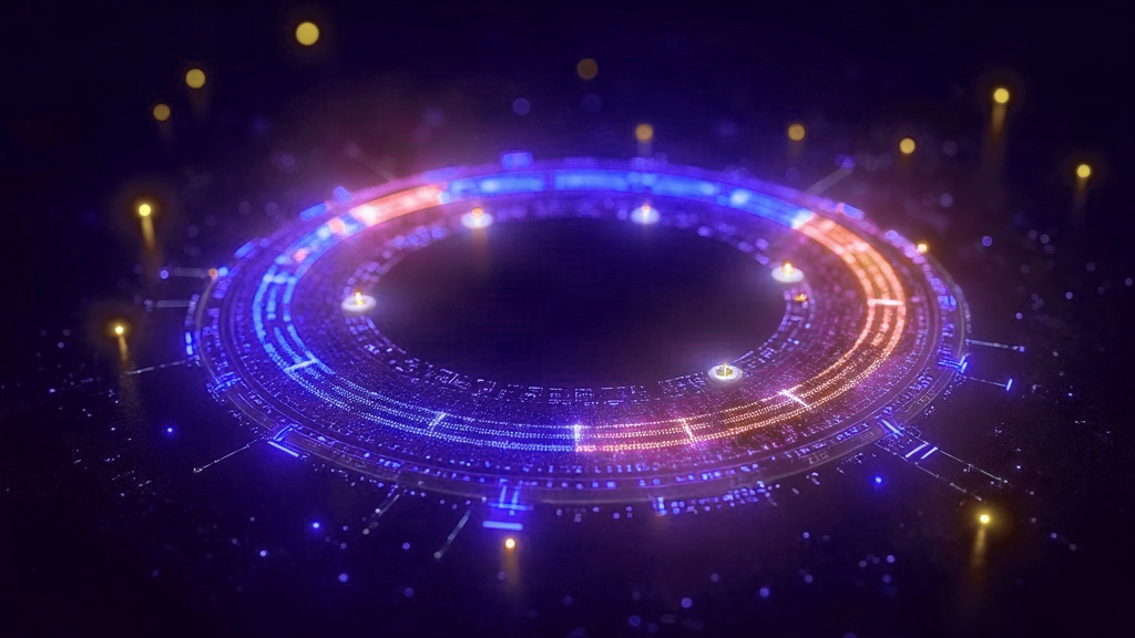 Ilustração abstrata de pulsos de luz percorrendo um circuito em ciclos, representando a cobrança recorrente do Pix Automático